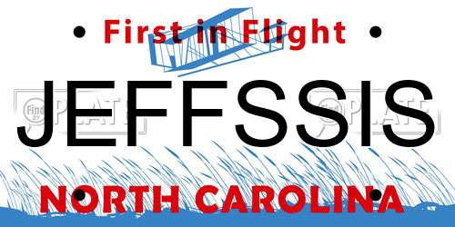 JEFFSSIS North Carolina License Plate