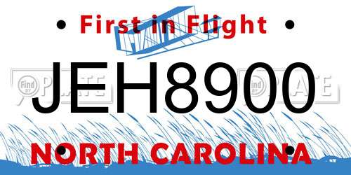 JEH8900 North Carolina License Plate