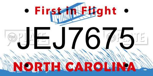JEJ7675 North Carolina License Plate