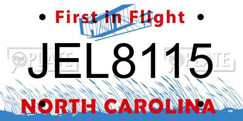 JEL8115 North Carolina License Plate