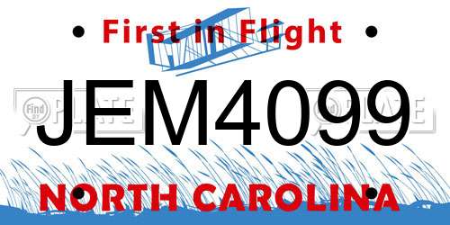 JEM4099 North Carolina License Plate