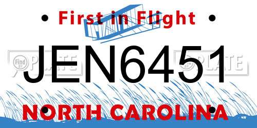 JEN6451 North Carolina License Plate