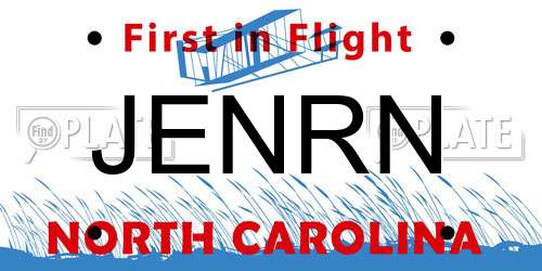 JENRN North Carolina License Plate