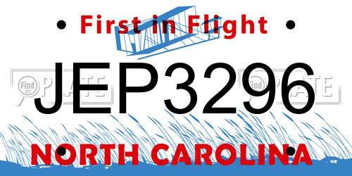 JEP3296 North Carolina License Plate
