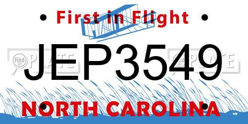 JEP3549 North Carolina License Plate
