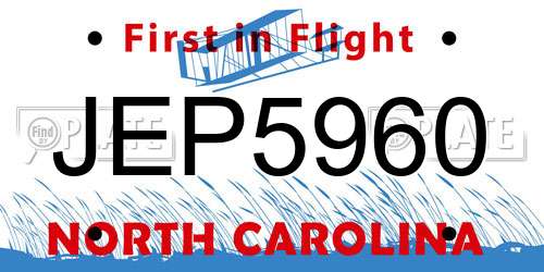 JEP5960 North Carolina License Plate