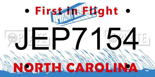 JEP7154 North Carolina License Plate