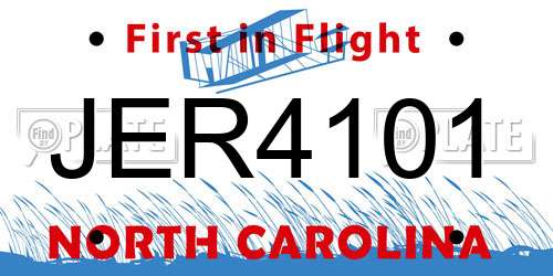 JER4101 North Carolina License Plate