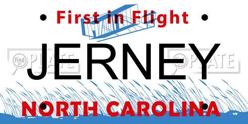 JERNEY North Carolina License Plate
