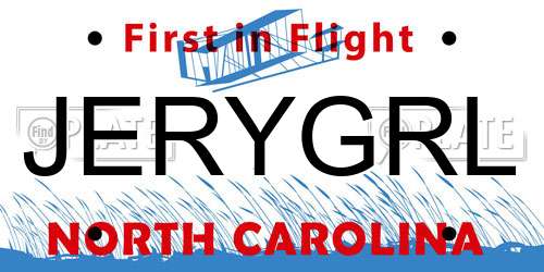 JERYGRL North Carolina License Plate