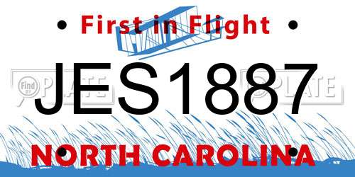 JES1887 North Carolina License Plate