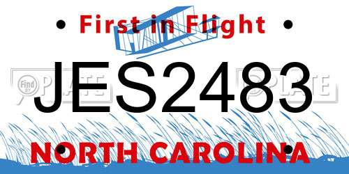 JES2483 North Carolina License Plate