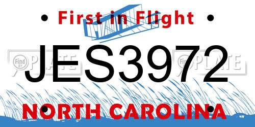 JES3972 North Carolina License Plate