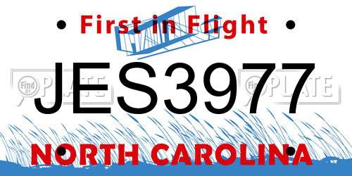JES3977 North Carolina License Plate