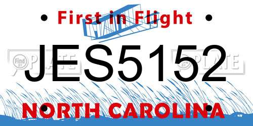 JES5152 North Carolina License Plate