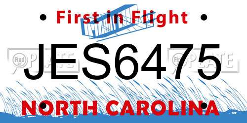 JES6475 North Carolina License Plate