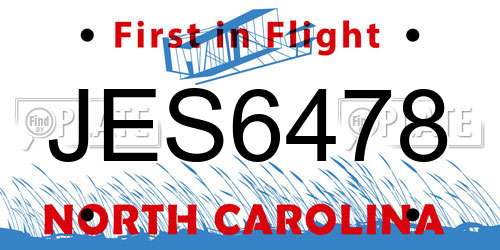JES6478 North Carolina License Plate
