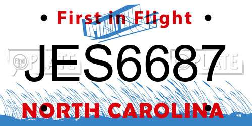 JES6687 North Carolina License Plate