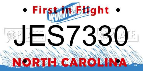 JES7330 North Carolina License Plate