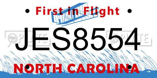 JES8554 North Carolina License Plate