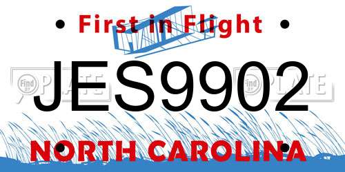 JES9902 North Carolina License Plate