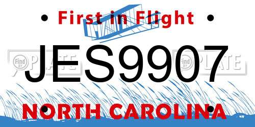 JES9907 North Carolina License Plate
