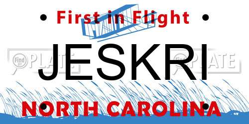 JESKRI North Carolina License Plate