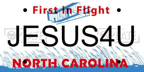JESUS4U North Carolina License Plate