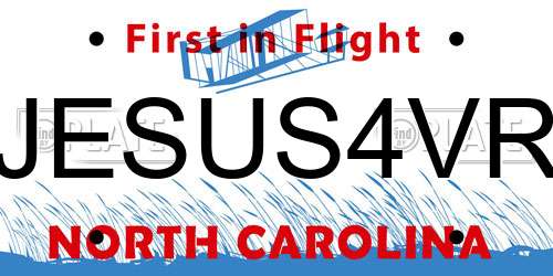 JESUS4VR North Carolina License Plate
