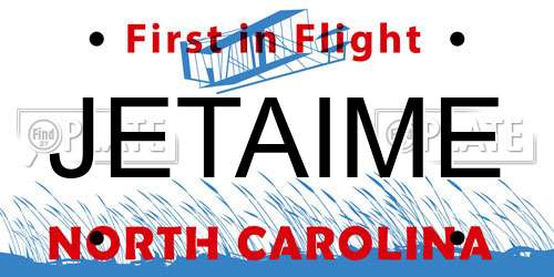 JETAIME North Carolina License Plate