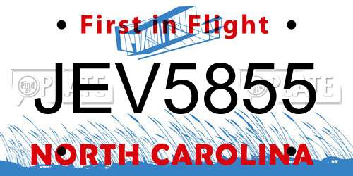 JEV5855 North Carolina License Plate