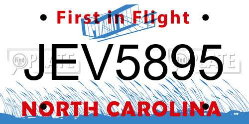 JEV5895 North Carolina License Plate
