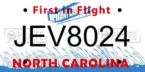 JEV8024 North Carolina License Plate