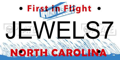 JEWELS7 North Carolina License Plate