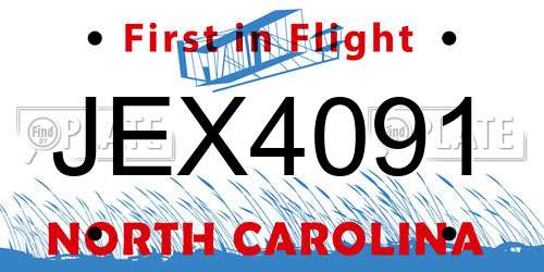 JEX4091 North Carolina License Plate