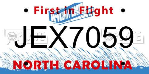 JEX7059 North Carolina License Plate
