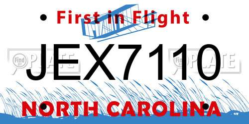 JEX7110 North Carolina License Plate