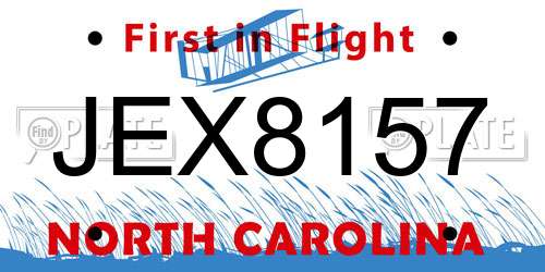 JEX8157 North Carolina License Plate