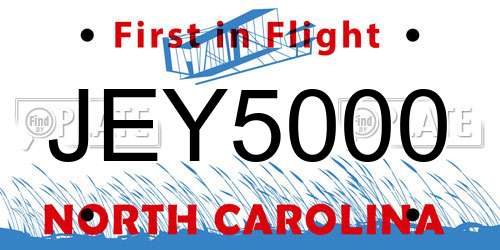 JEY5000 North Carolina License Plate