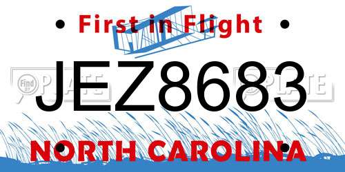 JEZ8683 North Carolina License Plate