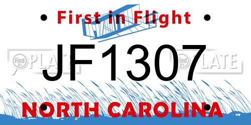 JF1307 North Carolina License Plate