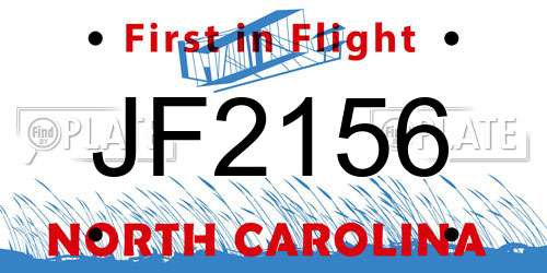 JF2156 North Carolina License Plate