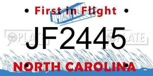 JF2445 North Carolina License Plate