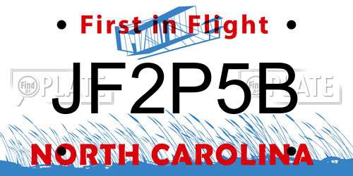 JF2P5B North Carolina License Plate