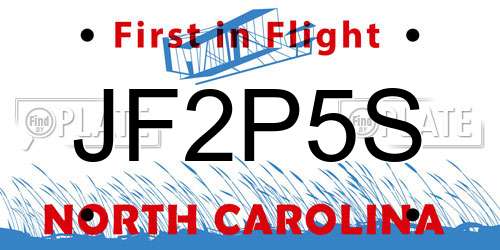 JF2P5S North Carolina License Plate
