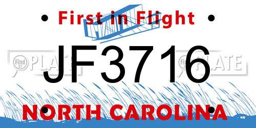 JF3716 North Carolina License Plate
