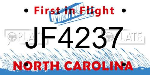 JF4237 North Carolina License Plate