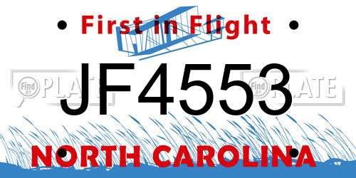 JF4553 North Carolina License Plate