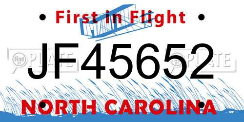 JF45652 North Carolina License Plate