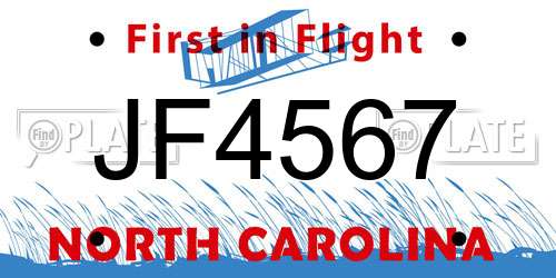 JF4567 North Carolina License Plate
